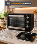 Forno Elettrico da Banco 45 Litri Ventilato con Timer e Doppio Vetro 1800W con Accessori