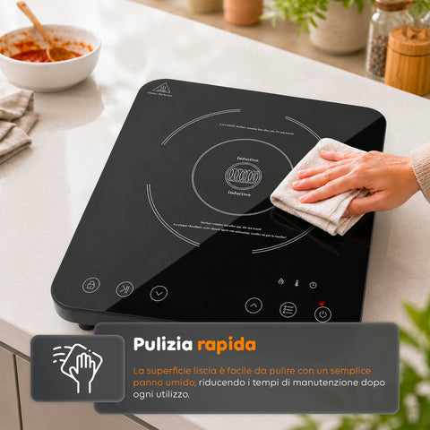 Fornello a Induzione Elettrico Monofuoco 2000W con Touch Control