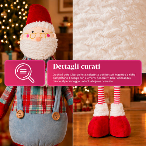 Babbo Natale Estensibile in Tessuto con Gambe Allungabili – Decorazione Natalizia