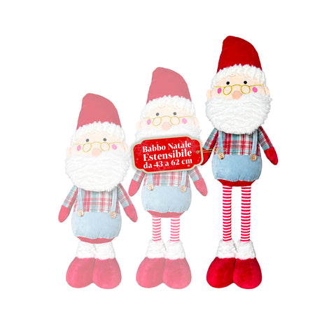 Babbo Natale Estensibile 62cm in Tessuto con Gambe Allungabili – Decorazione Natalizia