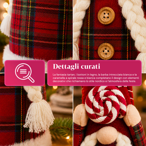 Dekorativer Weihnachtszwerg aus weichem Stoff, Weihnachtsdekoration mit langer Mütze und Schneeflocken, erhältlich in 35 und 50 cm