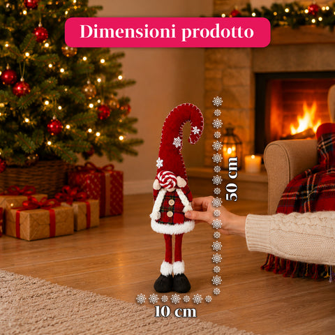 Dekorativer Weihnachtszwerg aus weichem Stoff, Weihnachtsdekoration mit langer Mütze und Schneeflocken, erhältlich in 35 und 50 cm