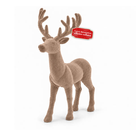 Dekorativer Hirsch 33 x 44h cm in Samtoptik, Rentierfigur im modernen Design für Zuhause, Büro und Schaufenster, Weihnachtsdekoration, 6 Farbvarianten