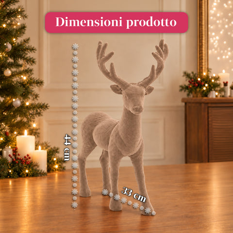 Dekorativer Hirsch 33 x 44h cm in Samtoptik, Rentierfigur im modernen Design für Zuhause, Büro und Schaufenster, Weihnachtsdekoration, 6 Farbvarianten
