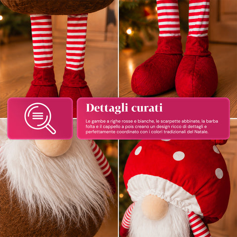 Weihnachtszwerg Pilz mit Bart 50 cm, Weihnachtsdeko-Ornament