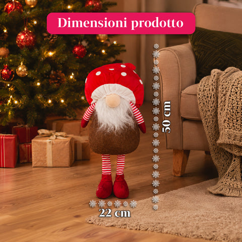 Weihnachtszwerg Pilz mit Bart 50 cm, Weihnachtsdeko-Ornament