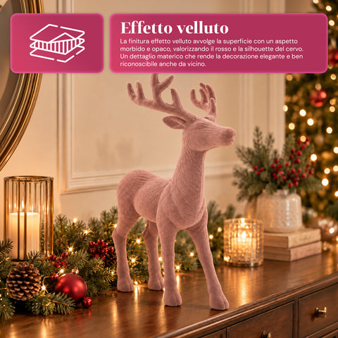 Dekorativer Hirsch 33 x 44h cm in Samtoptik, Rentierfigur im modernen Design für Zuhause, Büro und Schaufenster, Weihnachtsdekoration, 6 Farbvarianten