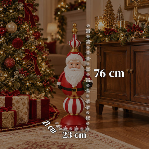 Weihnachtsfigur, 76 cm, aus Harz, Dekoration mit Weihnachtsmann und Nussknacker-Soldat, Weiß oder Rot