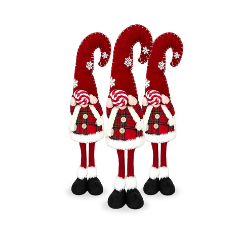 Dekorativer Weihnachtszwerg aus weichem Stoff, Weihnachtsdekoration mit langer Mütze und Schneeflocken, erhältlich in 35 und 50 cm