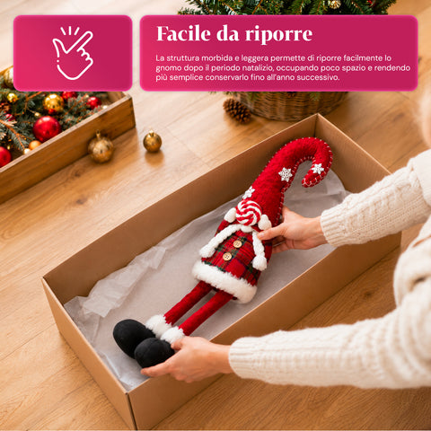 Dekorativer Weihnachtszwerg aus weichem Stoff, Weihnachtsdekoration mit langer Mütze und Schneeflocken, erhältlich in 35 und 50 cm