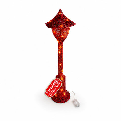 Dekorative Weihnachtslaterne 90 cm mit Glitzer und LED-Lichtern – 3 Farben