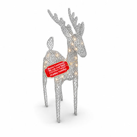 Rentier, leuchtend, 90 cm, Glitzer, mit warmweißen LEDs | Weihnachtsdekoration aus Weidengeflecht – 2 Ausführungen, 3 Farben