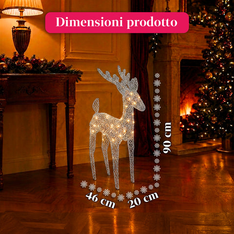 Rentier, leuchtend, 90 cm, Glitzer, mit warmweißen LEDs | Weihnachtsdekoration aus Weidengeflecht – 2 Ausführungen, 3 Farben
