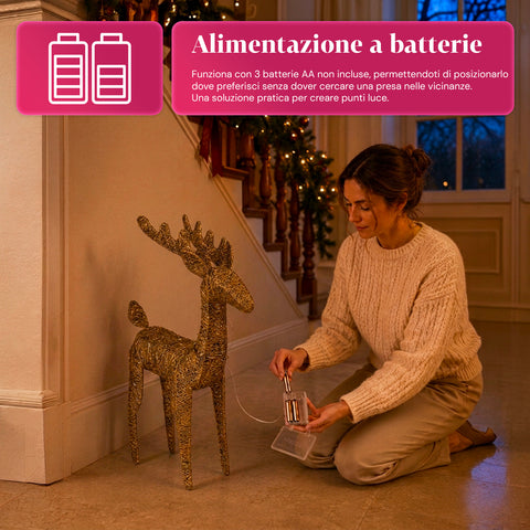 Rentier, leuchtend, 90 cm, Glitzer, mit warmweißen LEDs | Weihnachtsdekoration aus Weidengeflecht – 2 Ausführungen, 3 Farben