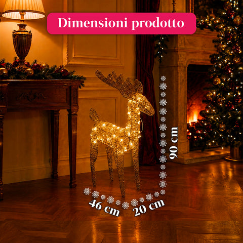 Rentier, leuchtend, 90 cm, Glitzer, mit warmweißen LEDs | Weihnachtsdekoration aus Weidengeflecht – 2 Ausführungen, 3 Farben