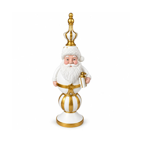 Weihnachtsfigur, 76 cm, aus Harz, Dekoration mit Weihnachtsmann und Nussknacker-Soldat, Weiß oder Rot