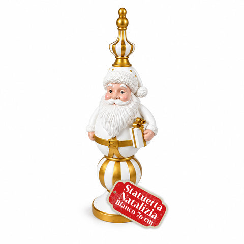 Weihnachtsfigur, 76 cm, aus Harz, Dekoration mit Weihnachtsmann und Nussknacker-Soldat, Weiß oder Rot