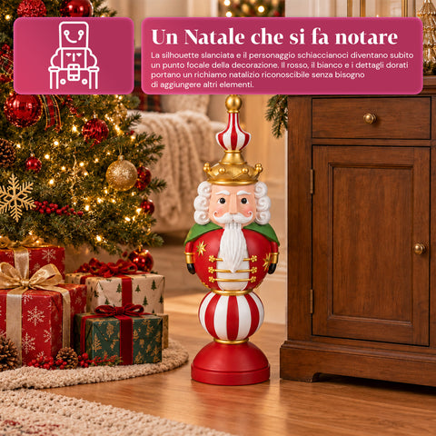 Weihnachtsfigur, 76 cm, aus Harz, Dekoration mit Weihnachtsmann und Nussknacker-Soldat, Weiß oder Rot