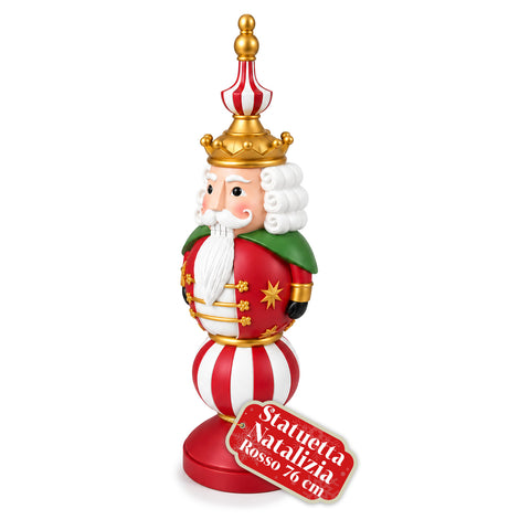Weihnachtsfigur, 76 cm, aus Harz, Dekoration mit Weihnachtsmann und Nussknacker-Soldat, Weiß oder Rot