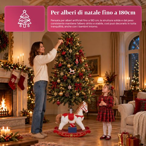 Dekorativer Christbaumständer, 10 Motive, aus Eisen und Magnesium, universelle Befestigung, für Bäume bis 210 cm, 2 Modelle mit LED-Leuchten