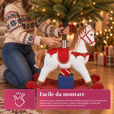 Dekorativer Christbaumständer, 10 Motive, aus Eisen und Magnesium, universelle Befestigung, für Bäume bis 210 cm, 2 Modelle mit LED-Leuchten