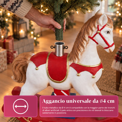 Dekorativer Christbaumständer, 10 Motive, aus Eisen und Magnesium, universelle Befestigung, für Bäume bis 210 cm, 2 Modelle mit LED-Leuchten