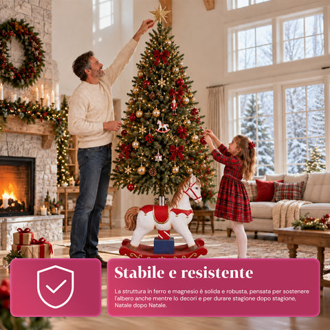 Dekorativer Christbaumständer, 10 Motive, aus Eisen und Magnesium, universelle Befestigung, für Bäume bis 210 cm, 2 Modelle mit LED-Leuchten