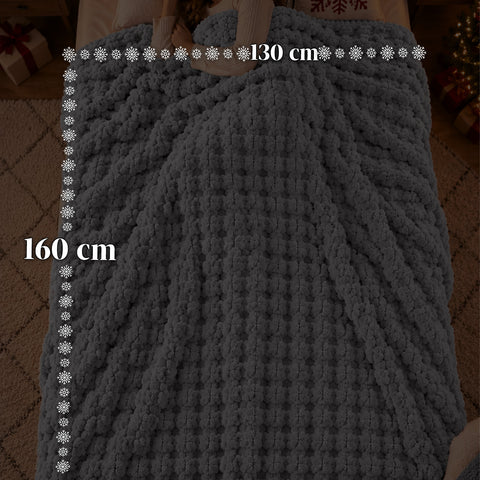Set aus weicher, kuscheliger Decke und Hausschuhen | Weiche Kuscheldecke 130x160 cm, Hausschuhe in Einheitsgröße, 4 Farben