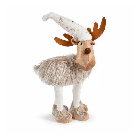 Großes Weihnachtsrentier 63 cm aus weichem Plüsch – Weihnachtsdekoration mit beschwerten Pfoten | 4 Farben