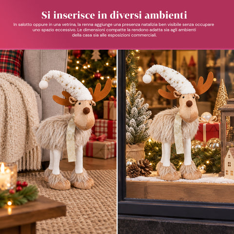 Großes Weihnachtsrentier 63 cm aus weichem Plüsch – Weihnachtsdekoration mit beschwerten Pfoten | 4 Farben