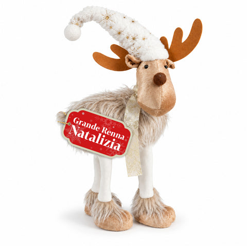 Großes Weihnachtsrentier 63 cm aus weichem Plüsch – Weihnachtsdekoration mit beschwerten Pfoten | 4 Farben