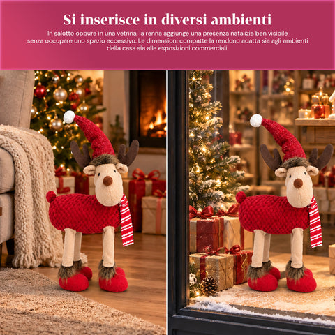Großes Weihnachtsrentier 63 cm aus weichem Plüsch – Weihnachtsdekoration mit beschwerten Pfoten | 4 Farben