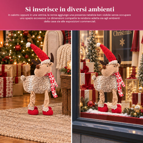 Großes Weihnachtsrentier 63 cm aus weichem Plüsch – Weihnachtsdekoration mit beschwerten Beinen | 4 Farben