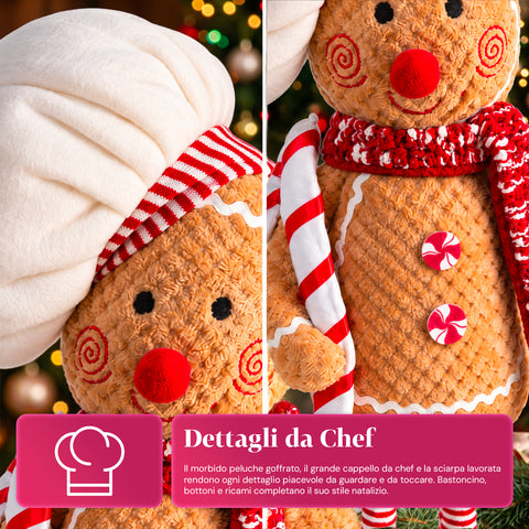 Ausziehbarer Weihnachtslebkuchenmann 50-80 cm, Weihnachtsdekoration aus Plüsch mit Teleskopbeinen, 2 Varianten