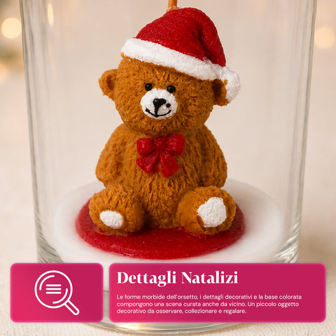 Weihnachtskerze im 7 cm hohen Glas mit verschiedenen Bärchen