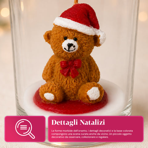 Weihnachtskerze im 7 cm hohen Glas mit verschiedenen Bärchen