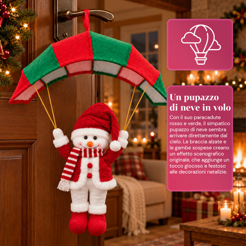 Weihnachtlicher Fallschirm zum Aufhängen, 80 cm, mit Weihnachtsfigur, 4 Figuren