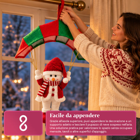 Weihnachtlicher Fallschirm zum Aufhängen, 80 cm, mit Weihnachtsfigur, 4 Figuren