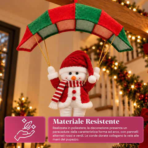 Weihnachtlicher Fallschirm zum Aufhängen, 80 cm, mit Weihnachtsfigur, 4 Figuren