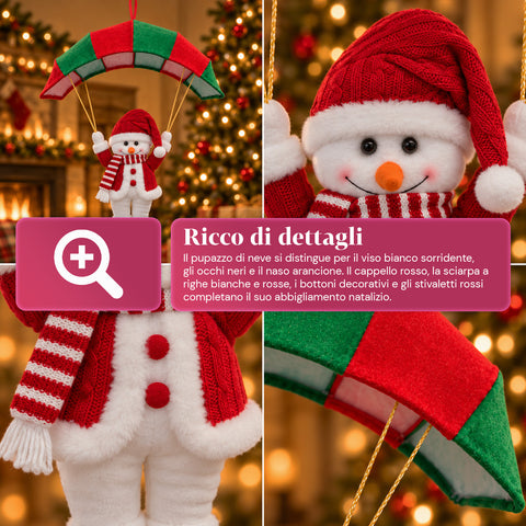 Weihnachtlicher Fallschirm zum Aufhängen, 80 cm, mit Weihnachtsfigur, 4 Figuren