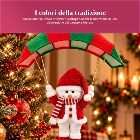 Weihnachtlicher Fallschirm zum Aufhängen, 80 cm, mit Weihnachtsfigur, 4 Figuren