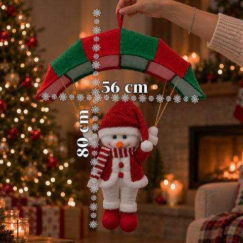 Weihnachtlicher Fallschirm zum Aufhängen, 80 cm, mit Weihnachtsfigur, 4 Figuren