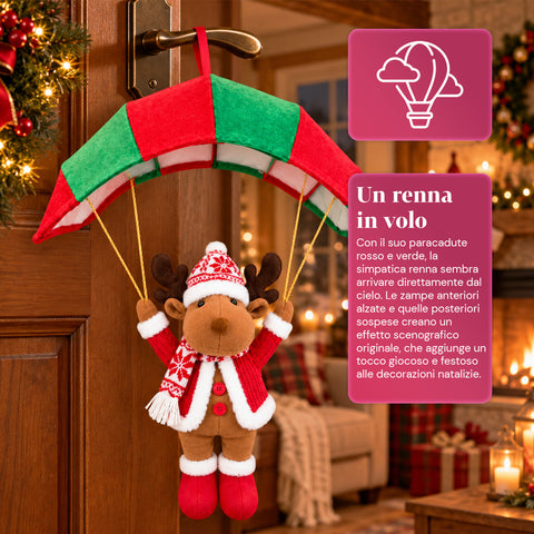 Weihnachtlicher Fallschirm zum Aufhängen, 80 cm, mit Weihnachtsfigur, 4 Figuren