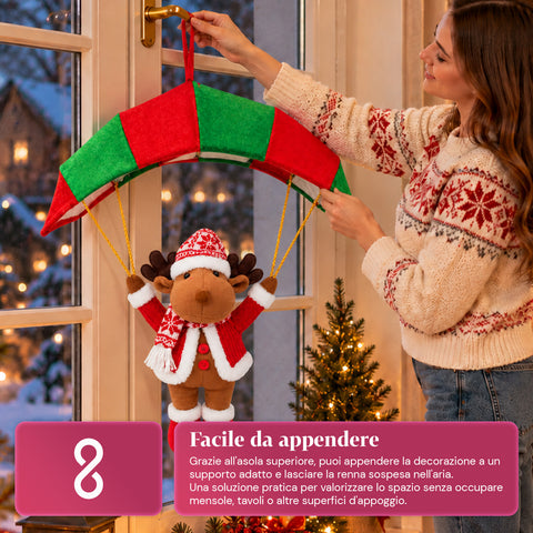 Weihnachtlicher Fallschirm zum Aufhängen, 80 cm, mit Weihnachtsfigur, 4 Figuren