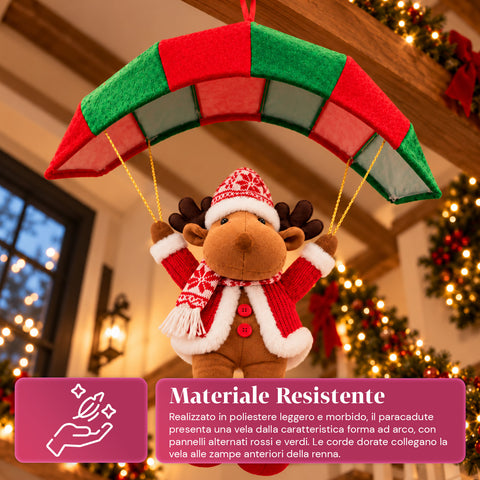 Weihnachtlicher Fallschirm zum Aufhängen, 80 cm, mit Weihnachtsfigur, 4 Figuren
