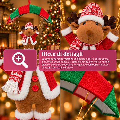 Weihnachtlicher Fallschirm zum Aufhängen, 80 cm, mit Weihnachtsfigur, 4 Figuren