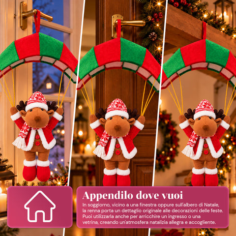 Weihnachtlicher Fallschirm zum Aufhängen, 80 cm, mit Weihnachtsfigur, 4 Figuren