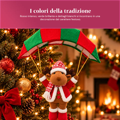 Weihnachtlicher Fallschirm zum Aufhängen, 80 cm, mit Weihnachtsfigur, 4 Figuren