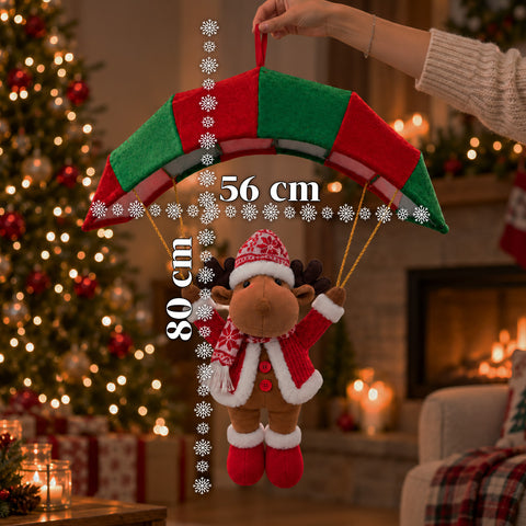 Weihnachtlicher Fallschirm zum Aufhängen, 80 cm, mit Weihnachtsfigur, 4 Figuren