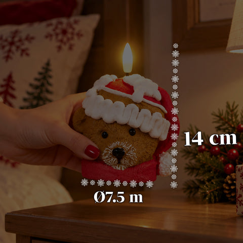 LED-Weihnachtskerze mit Batterie in 3 Varianten – Weihnachtsmann mit Baum, Bärchen und Bärengesicht, Flamme mit echtem Effekt, Weihnachtsdekoration